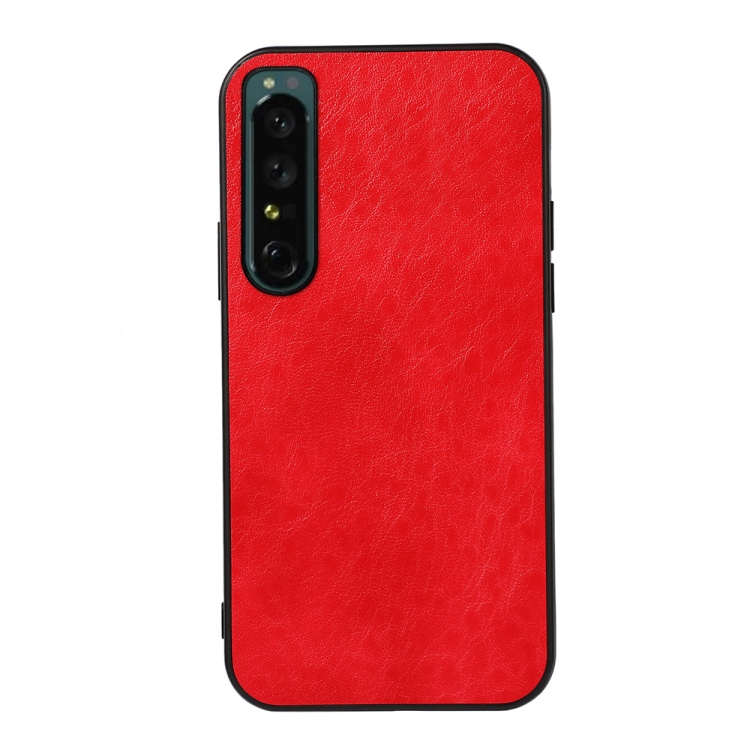 

For Sony Xperia 1 IV Accurate Hole Crazy Horse Texture PU Phone Case(Red)
