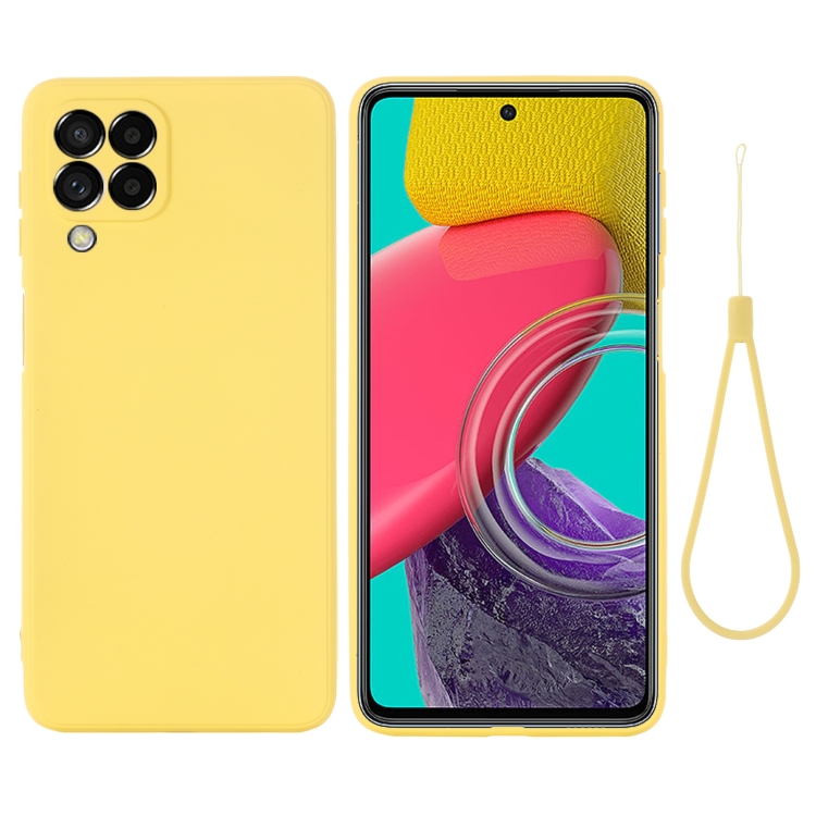 

For Samsung Galaxy M53 5G Pure Color Liquid Silicone Shockproof Phone Case(Yellow)