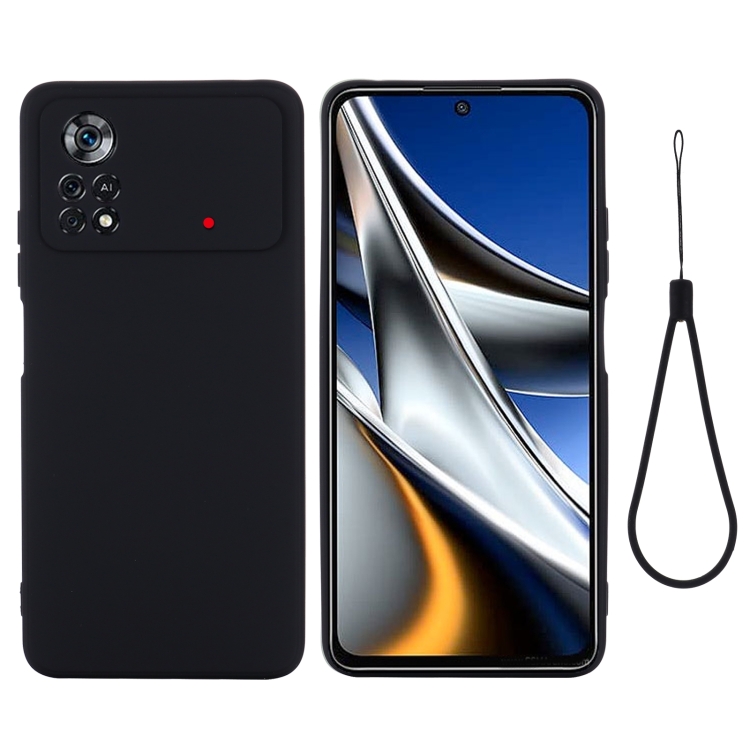 

For Xiaomi Poco X4 Pro 5G Global Pure Color Liquid Silicone Shockproof Phone Case(Black)