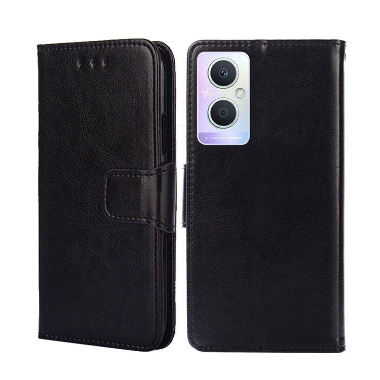 

For OPPO A96 5G Crystal Texture Leather Phone Case(Black)