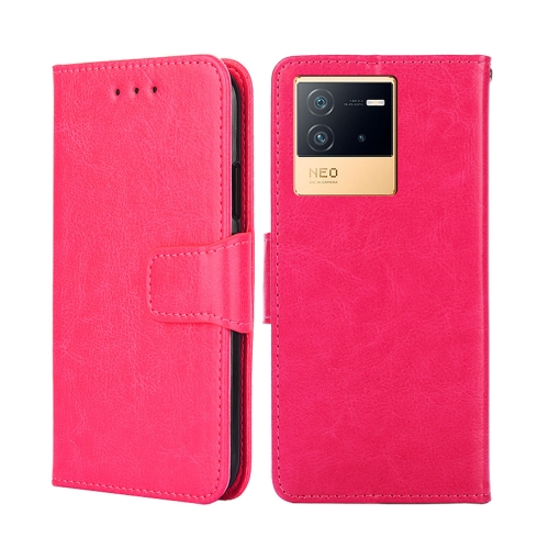 

For vivo iQOO Neo6 5G Crystal Texture Leather Phone Case(Rose Red)