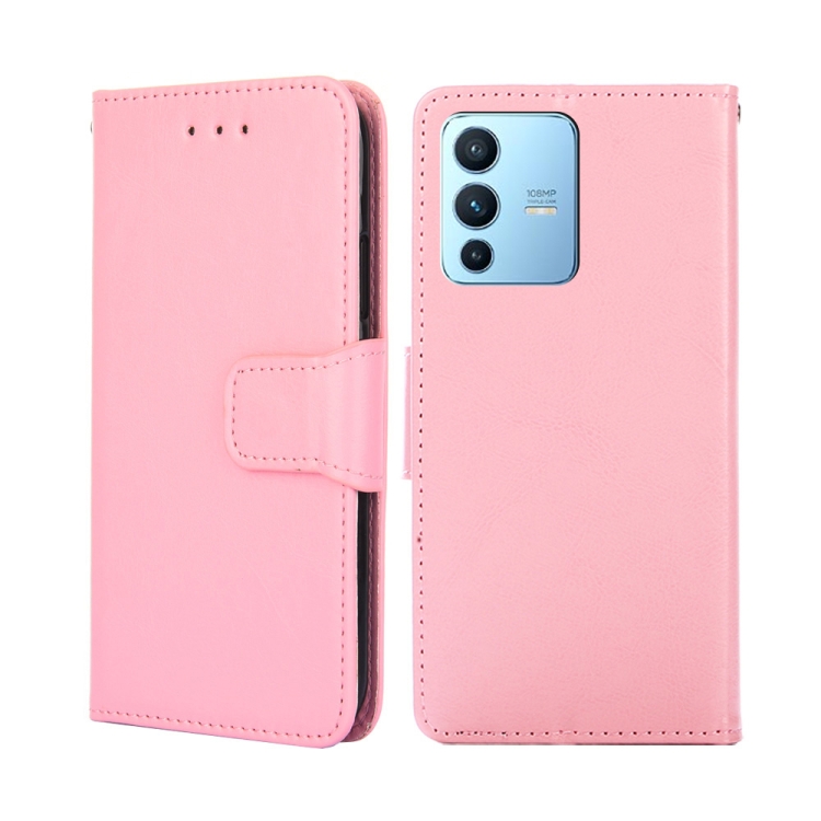 

For vivo S12 Pro 5G / V23 Pro Crystal Texture Leather Phone Case(Pink)