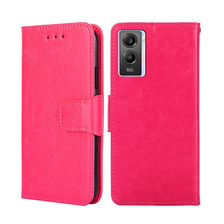 

For vivo Y55S 5G Crystal Texture Leather Phone Case(Rose Red)