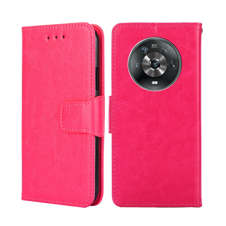

For Honor Magic4 Crystal Texture Leather Phone Case(Rose Red)