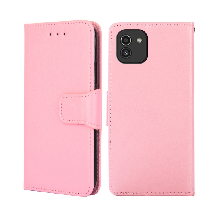 

For Samsung Galaxy A03 166mm Crystal Texture Leather Phone Case(Pink)