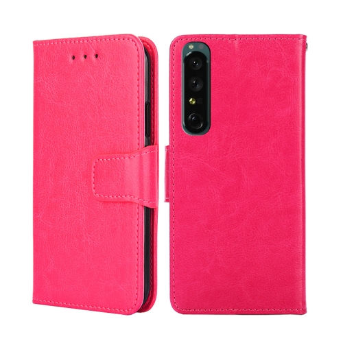 

For Sony Xperia 1 IV Crystal Texture Leather Phone Case(Rose Red)