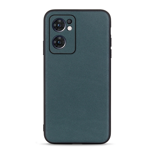 

For OPPO Reno7 5G International Accurate Hole Lambskin Texture Genuine Leather Phone Case(Green)