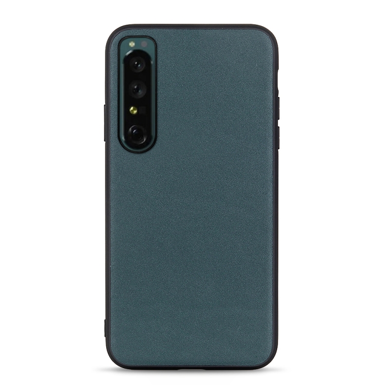 

For Sony Xperia 1 IV Accurate Hole Lambskin Texture Genuine Leather Phone Case(Green)