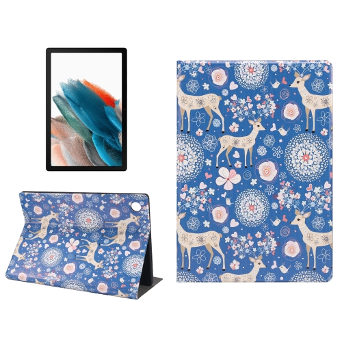 

For Samsung Galaxy Tab A8 X200 Painted Voltage Pen Slot Tablet Smart Case(Blue Elk)