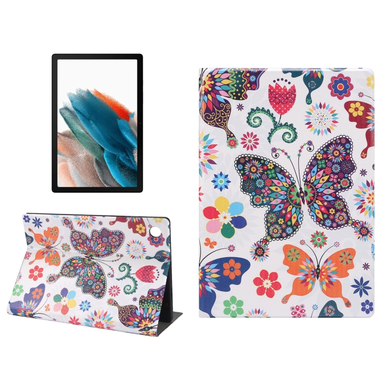 

For Samsung Galaxy Tab A8 X200 Painted Voltage Pen Slot Tablet Smart Case(Colorful Butterfly)