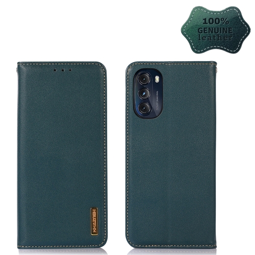 For Motorola Moto G 2022 5G KHAZNEH Nappa Top Layer Cowhide Leather Phone Case(Green)