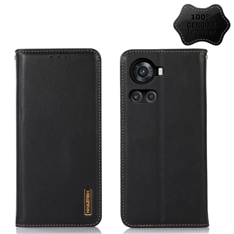 

For OnePlus 10R / Ace KHAZNEH Nappa Top Layer Cowhide Leather Phone Case(Black)