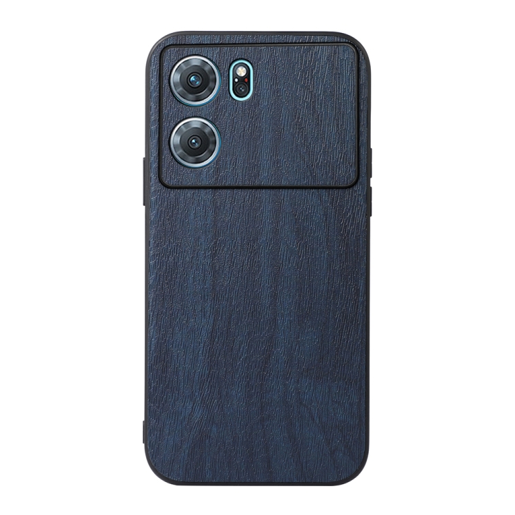 

For OPPO K10 5G Wood Texture PU Phone Case(Blue)