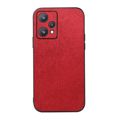 

For OPPO Realme 9 Pro / Realme V25 Wood Texture PU Phone Case(Red)