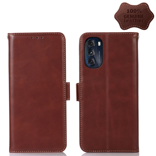 For Motorola Moto G 2022 5G Crazy Horse Top Layer Cowhide Leather Phone Case(Brown)
