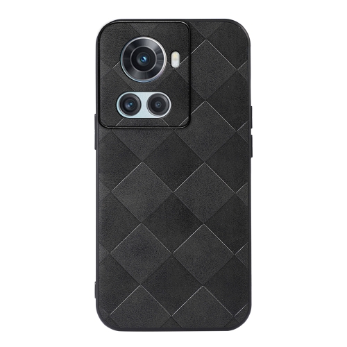 For OnePlus 10R / Ace Weave Plaid PU Phone Case(Black)
