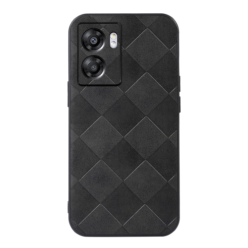 

For OPPO A57 5G 2022 Weave Plaid PU Phone Case(Black)