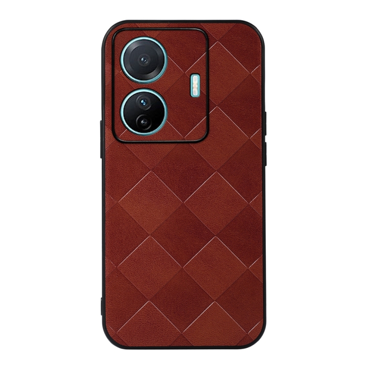 

For vivo S15e Weave Plaid PU Phone Case(Brown)