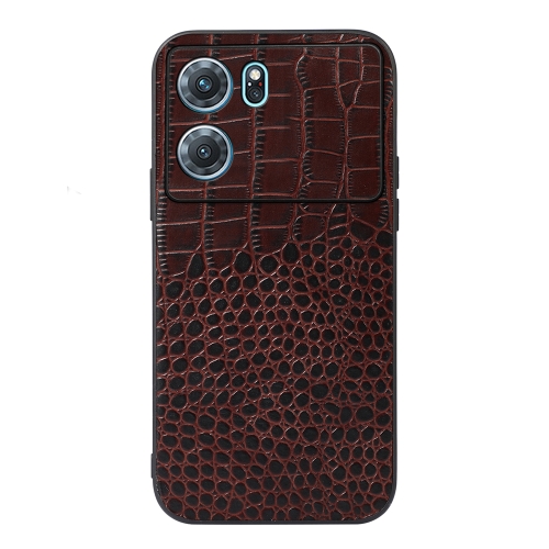 

For OPPO K10 5G Crocodile Top Layer Cowhide Leather Phone Case(Coffee)