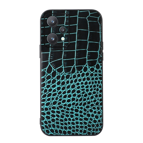 

For OPPO Realme 9 Pro / Realme V25 Crocodile Top Layer Cowhide Leather Phone Case(Cyan Blue)