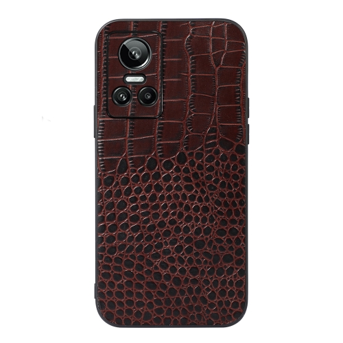 

For OPPO Realme GT Neo3 Crocodile Top Layer Cowhide Leather Phone Case(Coffee)