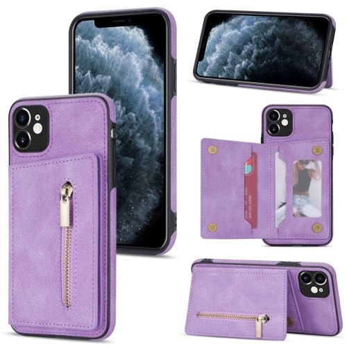 

Zipper Card Holder Phone Case For iPhone 11(Purple)