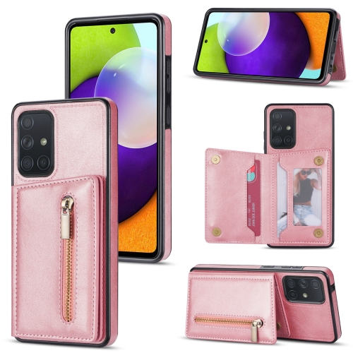 

For Samsung Galaxy A71 4G Zipper Card Holder Phone Case(Rose Gold)