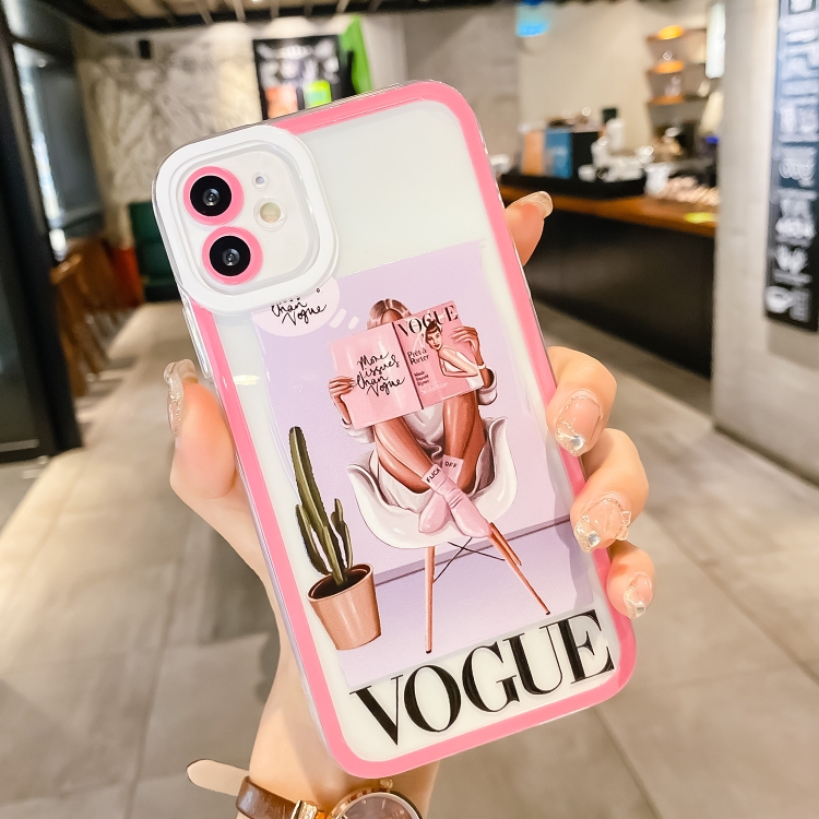 

For iPhone 13 mini Painted Pattern Girl TPU Phone Case (Pink)