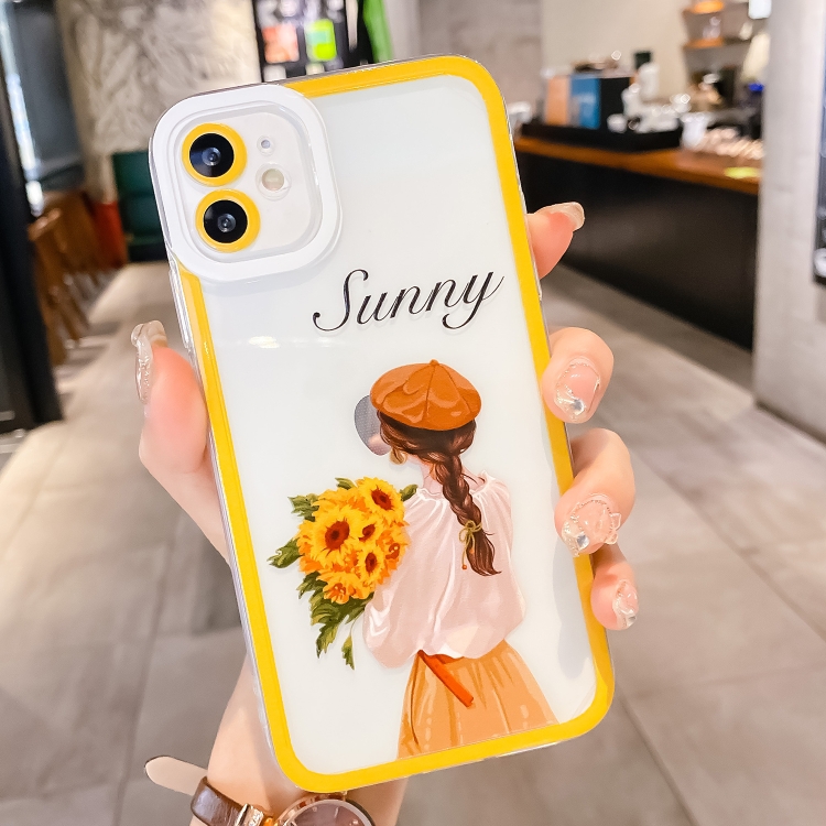

Painted Pattern Girl TPU Phone Case For iPhone 11(Yellow)