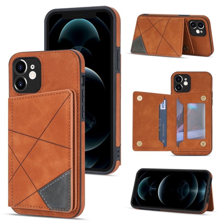 

Line Card Holder Phone Case For iPhone 12(Brown)