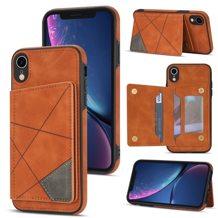 

Line Card Holder Phone Case For iPhone XR(Brown)