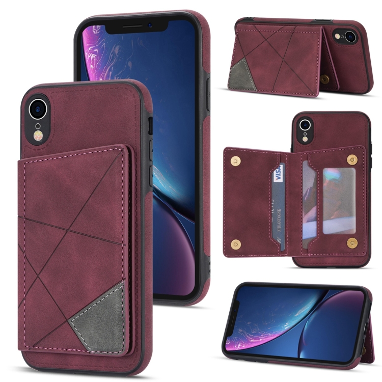 

Line Card Holder Phone Case For iPhone XR(Wine Red)