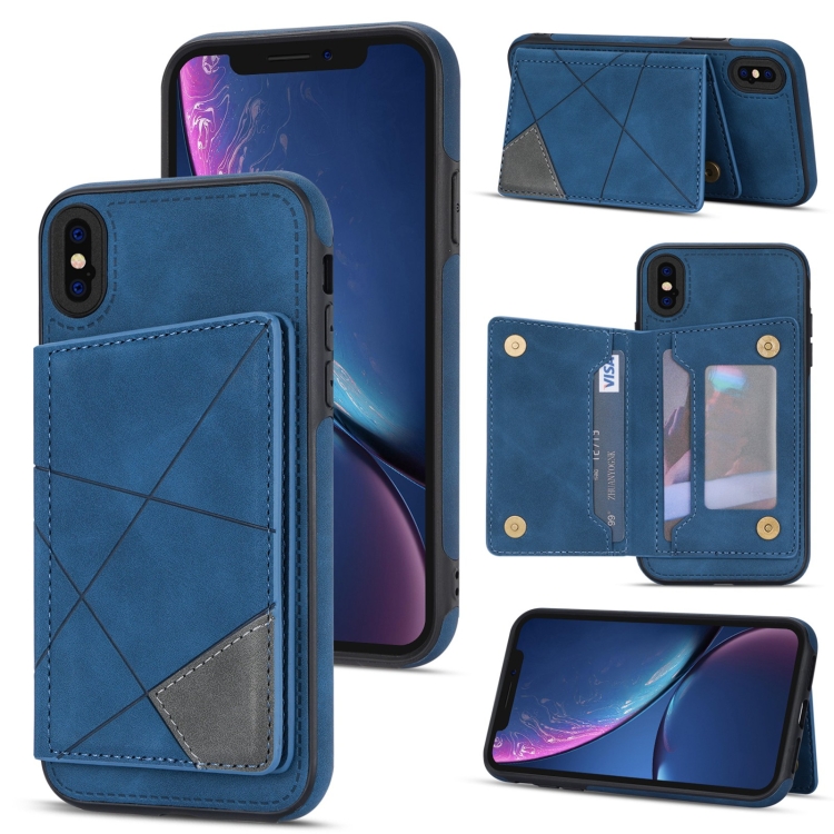 

For iPhone XS Max Line Card Holder Phone Case(Blue)