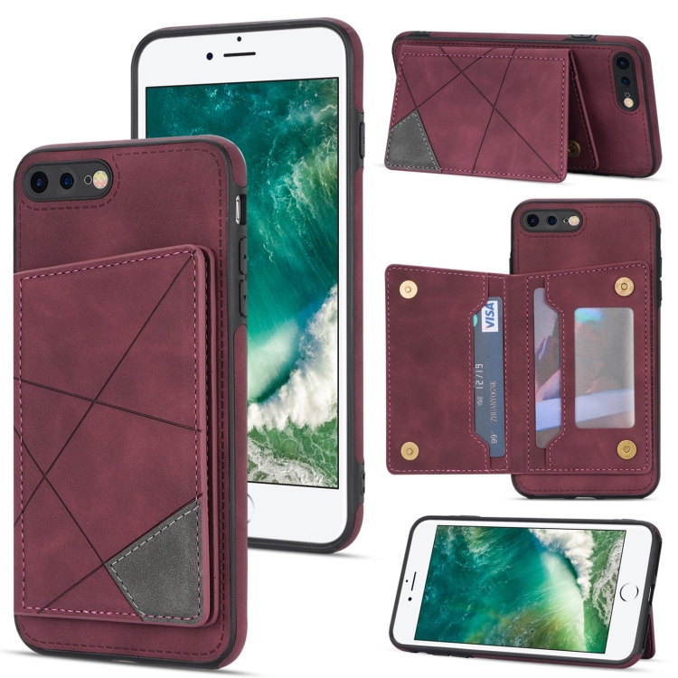 

Line Card Holder Phone Case For iPhone 8 Plus / 7 Plus(Wine Red)