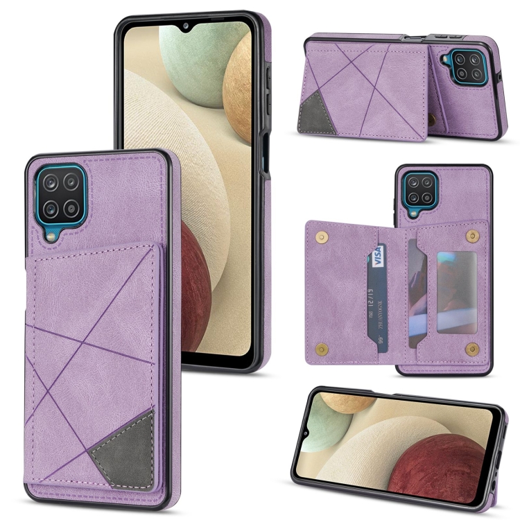 

For Samsung Galaxy A12 5G Line Card Holder Phone Case(Purple)