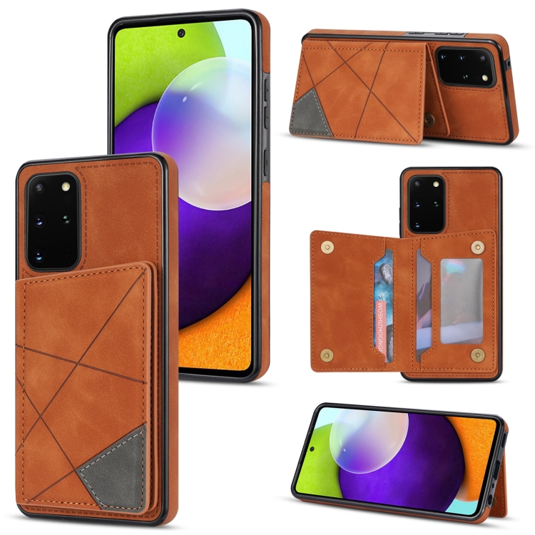 

For Samsung Galaxy S20+ Line Card Holder Phone Case(Brown)