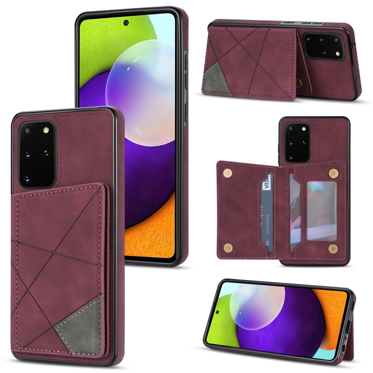 

For Samsung Galaxy S20+ Line Card Holder Phone Case(Wine Red)