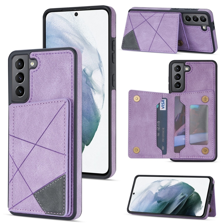 

For Samsung Galaxy S22 5G Line Card Holder Phone Case(Purple)