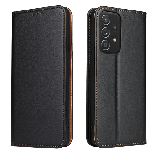 For Samsung Galaxy A53 5G Fierre Shann PU Genuine Leather Texture Leather Phone Case(Black)