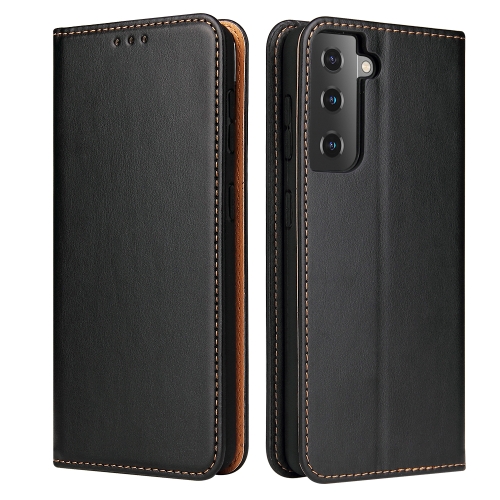 

For Samsung Galaxy S21 FE 5G Fierre Shann PU Genuine Leather Texture Leather Phone Case(Black)