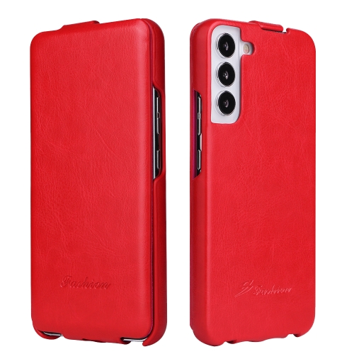 

For Samsung Galaxy S22+ 5G Fierre Shann 64 Texture Vertical Flip PU Leather Phone Case(Red)