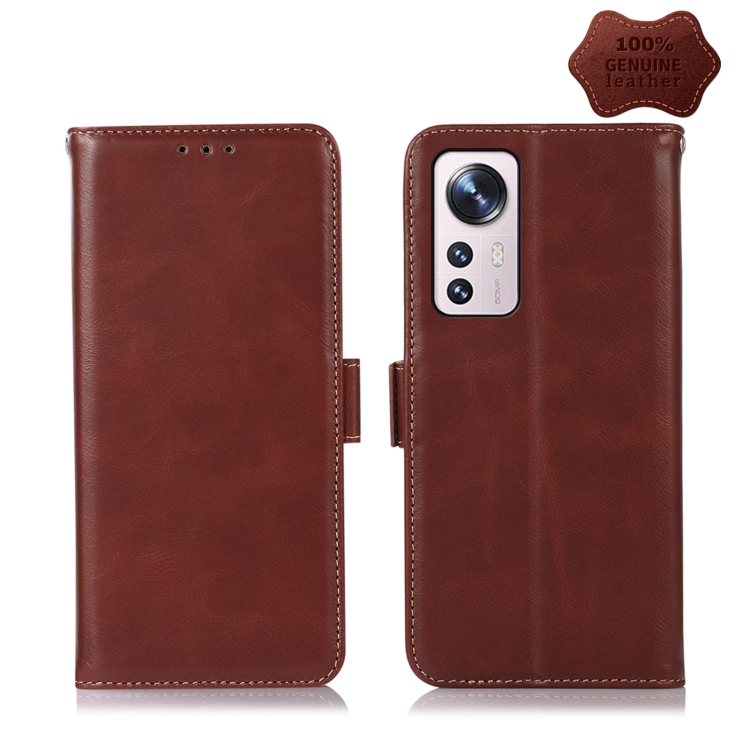 

For Xiaomi 12 Lite Crazy Horse Top Layer Cowhide Leather Phone Case(Brown)