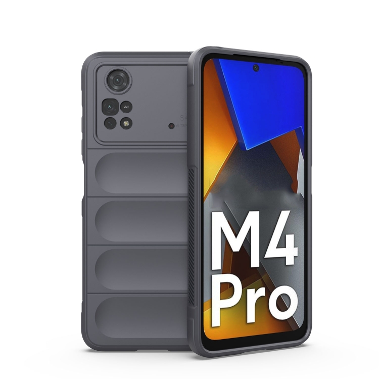 

For Xiaomi Poco M4 Pro 4G Magic Shield TPU + Flannel Phone Case(Dark Grey)