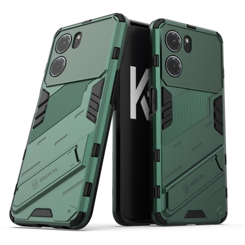 

For OPPO K10 5G China Punk Armor 2 in 1 PC + TPU Shockproof Phone Case with Invisible Holder(Green)