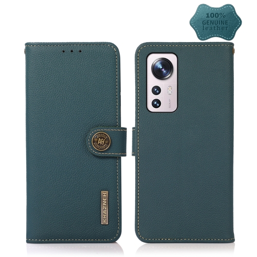 

For Xiaomi 12 Lite KHAZNEH Custer Genuine Leather RFID Phone Case(Green)