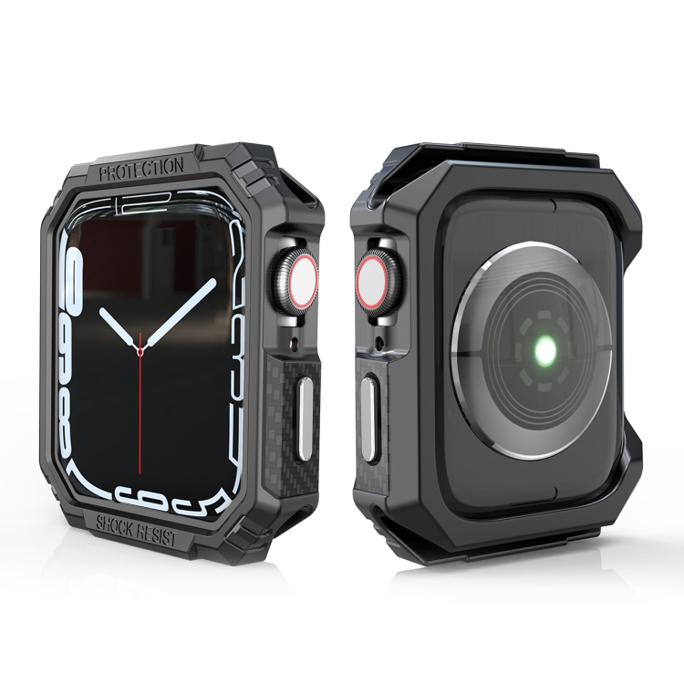 

Carbon Fiber Contrast Color Protective Case For Apple Watch Series 6 & SE & 5 & 4 44mm(Silver)