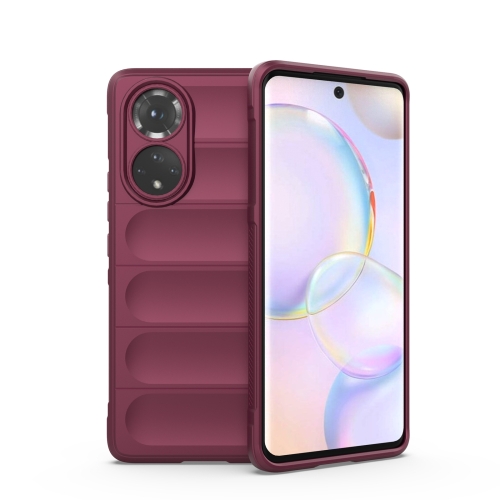 

For Huawei Nova 9/Honor 50 Magic Shield TPU + Flannel Phone Case(Wine Red)