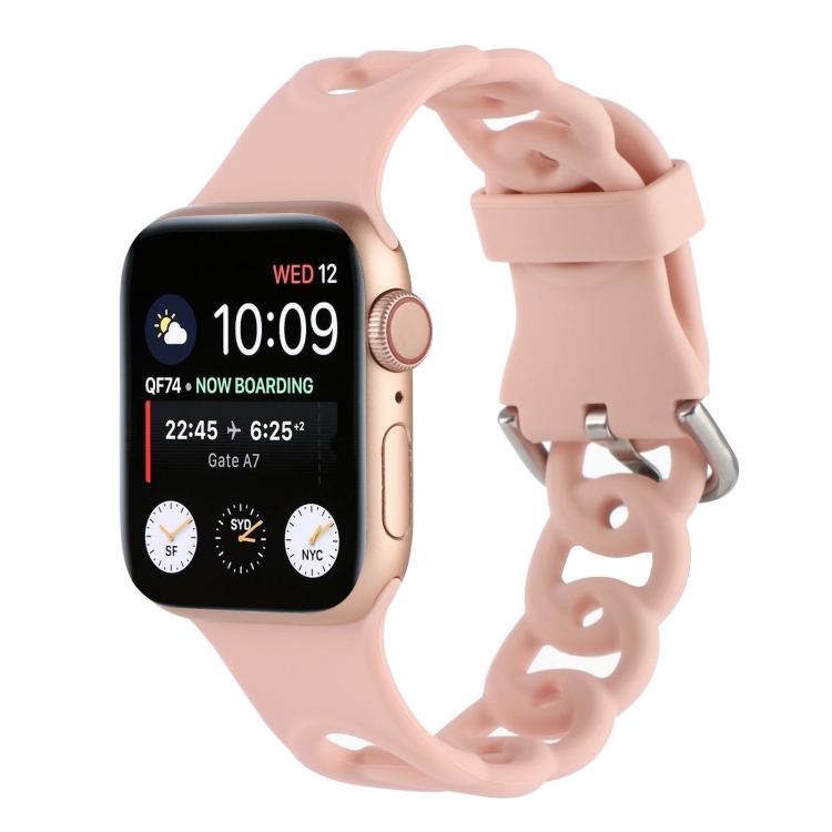 

Hollow Silicone Watch Band For Apple Watch Series 8&7 41mm / SE 2&6&SE&5&4 40mm / 3&2&1 38mm(Pink)