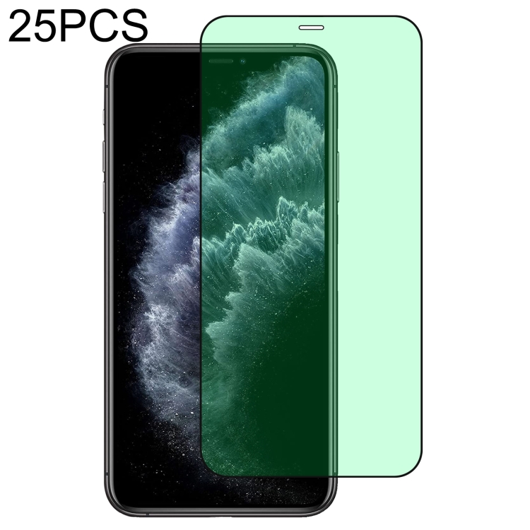 

25 PCS Green Light Eye Protection Tempered Glass Film For iPhone 11 Pro / X / XS