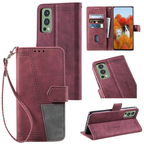 

For OnePlus Nord 2 5G Splicing Leather Phone Case(Red)